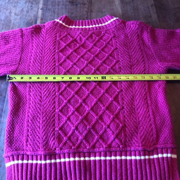 Anthropologie Maeve Sweater The Tillie V-Neck Cable Knit Pullover in Berry Pink - Picture 11 of 14